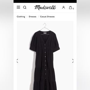 Madewell Lightspun Button-Front Tiered Midi Dress